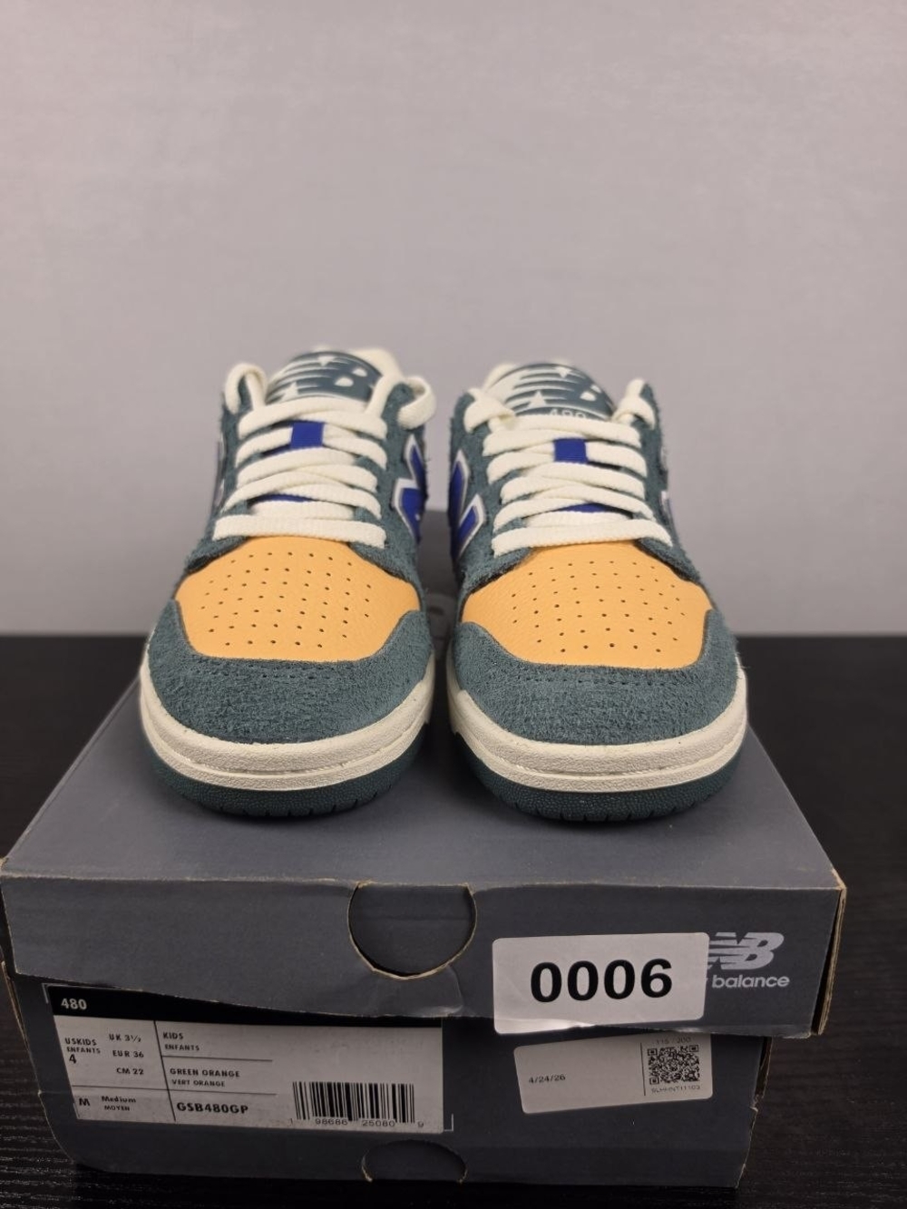 New Balance Men’s Green Suede & Orange Leather Low-Top Sneakers